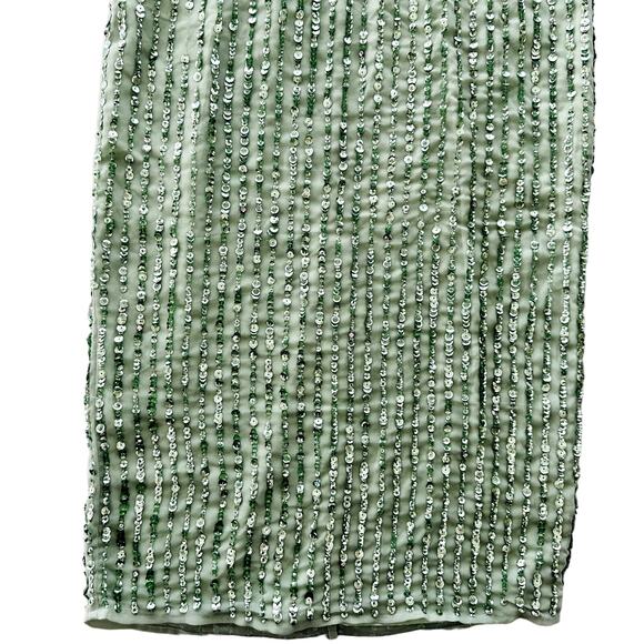 Mac Duggal Sage Green Full Bead Sequin Midi Dress Size 6 NEW #93606 Wedding Prom - Picture 6 of 13